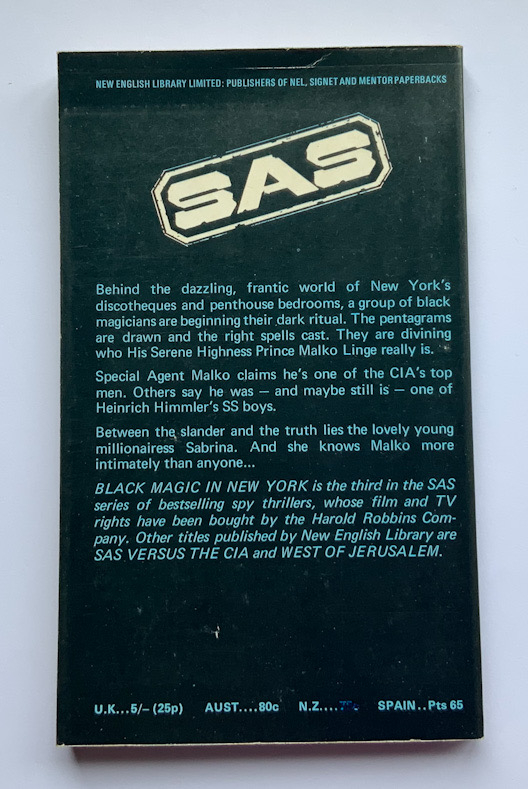 SAS Black Magic in New York British pulp fiction book by Gerard de Villiers 1970